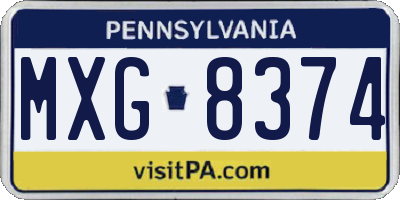PA license plate MXG8374