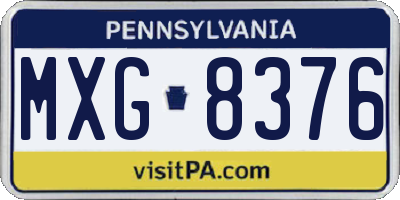 PA license plate MXG8376