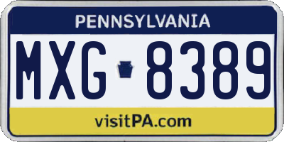 PA license plate MXG8389