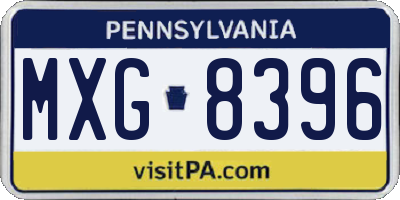 PA license plate MXG8396