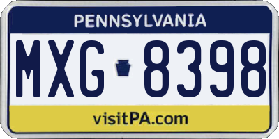 PA license plate MXG8398