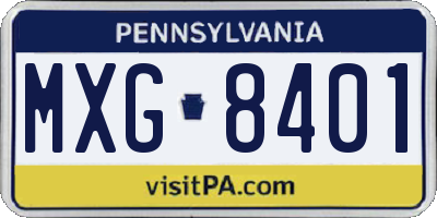 PA license plate MXG8401