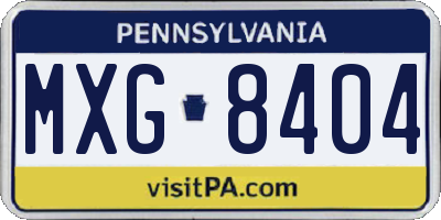 PA license plate MXG8404