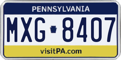 PA license plate MXG8407