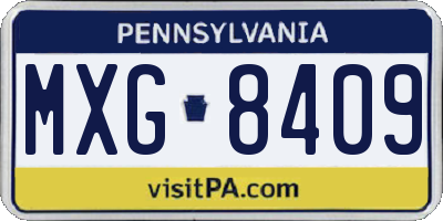PA license plate MXG8409