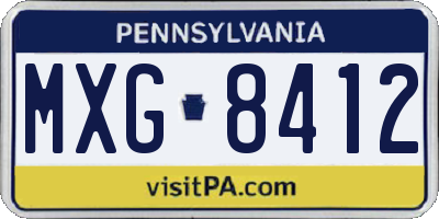 PA license plate MXG8412