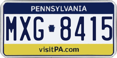 PA license plate MXG8415