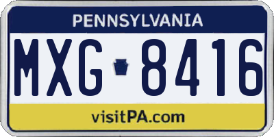 PA license plate MXG8416