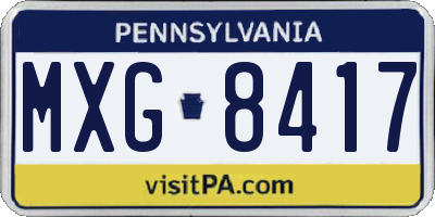 PA license plate MXG8417