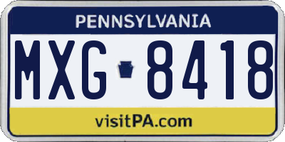 PA license plate MXG8418