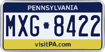 PA license plate MXG8422
