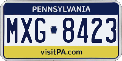 PA license plate MXG8423