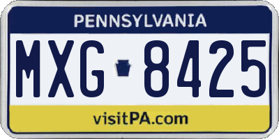 PA license plate MXG8425