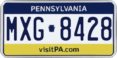 PA license plate MXG8428