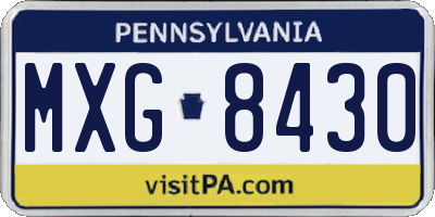 PA license plate MXG8430
