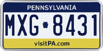 PA license plate MXG8431