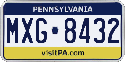 PA license plate MXG8432