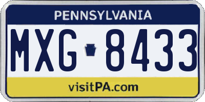 PA license plate MXG8433