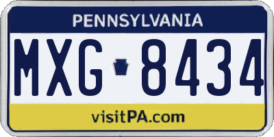 PA license plate MXG8434