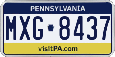PA license plate MXG8437