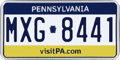 PA license plate MXG8441