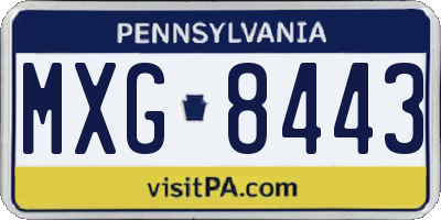 PA license plate MXG8443
