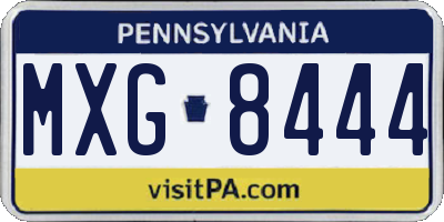 PA license plate MXG8444