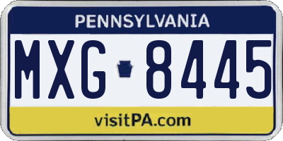 PA license plate MXG8445