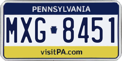 PA license plate MXG8451