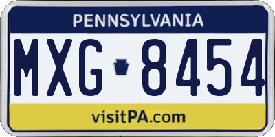 PA license plate MXG8454