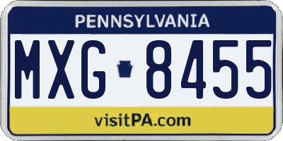 PA license plate MXG8455