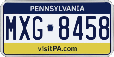 PA license plate MXG8458