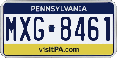 PA license plate MXG8461