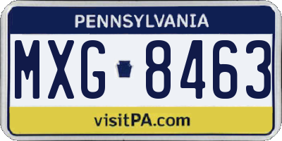 PA license plate MXG8463