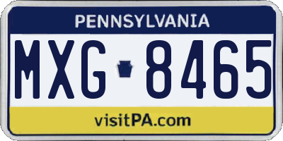 PA license plate MXG8465