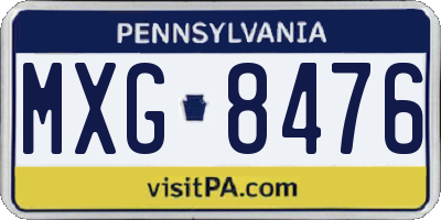 PA license plate MXG8476