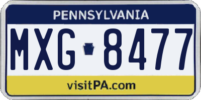 PA license plate MXG8477