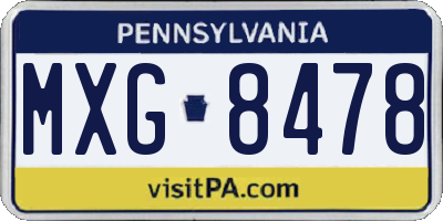 PA license plate MXG8478