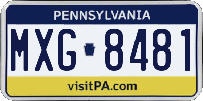PA license plate MXG8481