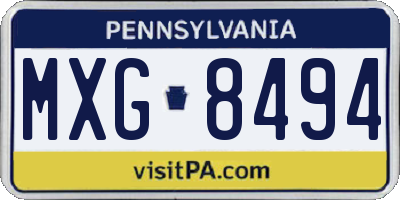 PA license plate MXG8494