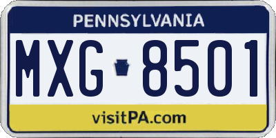 PA license plate MXG8501