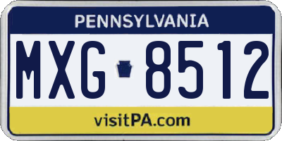 PA license plate MXG8512