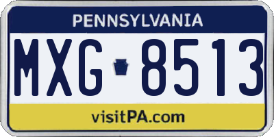 PA license plate MXG8513