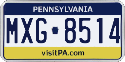 PA license plate MXG8514