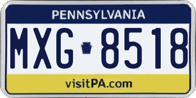 PA license plate MXG8518