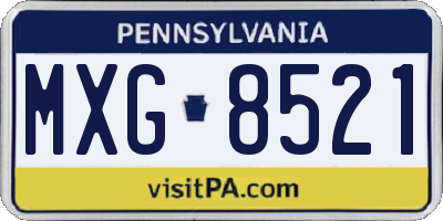 PA license plate MXG8521