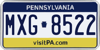 PA license plate MXG8522