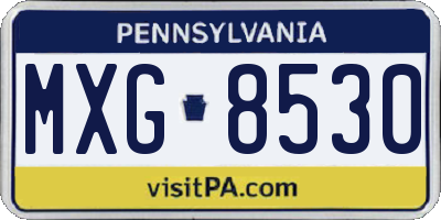 PA license plate MXG8530