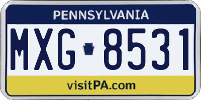PA license plate MXG8531