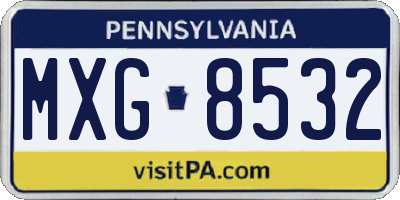 PA license plate MXG8532